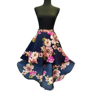 Speechless Girl’s Floral High Low Skirt Size 12 Navy Blue/Pink